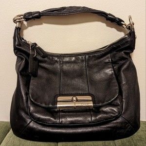 COACH KRISTIN BLACK GENUINE LEATHER HOBO BAG PURSE